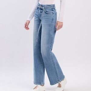 Vervet Lucid High Rise Self Belt Wide Leg Jeans Size 28